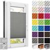 Estika Tenda plissettata senza foratura su misura, Klemmfix, 23 colori, 4 colori di profilo, Larghezza: 30-129 cm, Altezza: 50-149 cm, Tenda plissettata interna, tenda parasole