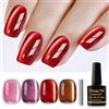 Shining She Smalto Semipermanente Unghie Magnetico,4 Colori Classico Jelly Cat Eye Rosa Viola Rosso Marrone Smalti Semipermanenti per Unghie con Magnete,Soak-Off UV/LED per Nail Art Salone,8ML