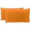 Viterbo Biancheria Coppia Federe Cuscino Sofia 100% Cotone Naturale In Tinta Unita 50x80CM (4611) (Arancione)