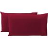 Viterbo Biancheria Coppia Federe - Cuscino da Letto - Sofia 100% Cotone Naturale - Tinta Unita 50x80CM (4611) (Rosso)