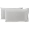 Viterbo Biancheria Coppia Federe Cuscino Sofia 100% Cotone Naturale In Tinta Unita 50x80CM (4611) (Grigio Chiaro)