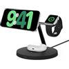 Belkin BoostCharge Pro Caricatore da scrivania 3 in 1 con ricarica wireless 15 W Qi2 per iPhone 15, 14, 13, 12, Apple Watch e AirPods, stazione di ricarica magnetica compatibile con MagSafe, nero