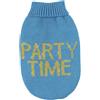 Record - Maglioncino per Cani Influencer. Maglione per Cani Morbido a Collo Alto con Passagamba Elasticizzato, Ricamato con scritta 'Party Time' | Azzurro, S - Lunghezza dorso 35 cm
