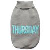 Record - Maglioncino per Cani Everyday. Maglione per Cani Morbido a Collo Alto con Passagamba Elasticizzato, Ricamato con scritta 'Thursday' | Grigio, M - Lunghezza dorso 40 cm