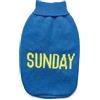 Record - Maglioncino per Cani Everyday. Maglione per Cani Morbido a Collo Alto con Passagamba Elasticizzato, Ricamato con scritta 'Sunday' | Blu, M - Lunghezza dorso 40 cm