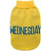 Record - Maglioncino per Cani Everyday. Maglione per Cani Morbido a Collo Alto con Passagamba Elasticizzato, Ricamato con scritta 'Wednesday' | Giallo, S - Lunghezza dorso 35 cm