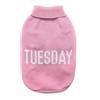 Record - Maglioncino per Cani Everyday. Maglione per Cani Morbido a Collo Alto con Passagamba Elasticizzato, Ricamato con scritta 'Tuesday' | Rosa, S - Lunghezza dorso 35 cm