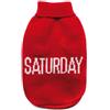 Record - Maglioncino per Cani Everyday. Maglione per Cani Morbido a Collo Alto con Passagamba Elasticizzato, Ricamato con scritta 'Saturday' | Rosso, S - Lunghezza dorso 35 cm