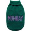 Record - Maglioncino per Cani Everyday. Maglione per Cani Morbido a Collo Alto con Passagamba Elasticizzato, Ricamato con scritta 'Monday' | Verde, M - Lunghezza dorso 40 cm