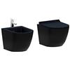 GIORGY Set Coppia Sanitari Sospesi Senza Brida Nero Opaco Forma Arrotondata Coprivaso Soft-Close incluso