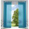 Gardinenbox 61000CN - Set di 2 tende trasparenti per soggiorno, in voile, con chiusura a nastro, 225 x 140 cm, colore: turchese