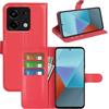 JIUNINE Cover per Xiaomi Redmi Note 13 Pro 5G / Poco X6 5G, Custodia Portafoglio Libro in Pelle Sintetica Antiurto Cover Flip Case con Slot per Schede, Fibbia Magnetica per Poco X6 5G, Rosso