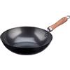 WECOOK! Carbonio Wok Induzione 24 cm, Antiaderente QUANTANIUM Ecologico 3 Strati Senza PFOA, Acciaio al Carbonio, Manico Imitazione Legno, Adatto a Tutti i Piani Cottura in vetroceramica, Gas