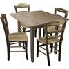 Sicignano Casalinghi Ingrosso Casalinghi Sicignano | Set 4 Sedie con Tavolo Quadrato 90x90 Ristorante Trattoria Pizzeria Agriturismo Pranzo, Legno Massello Noce, Made in Italy - Arredamento Interno Vintage Sala da Pranzo