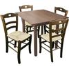 Sicignano Casalinghi Ingrosso Casalinghi Sicignano | Set 4 Sedie Paglia con Tavolo Quadrato 90x90 Ristorante Trattoria Pizzeria Agriturismo Pranzo, Legno Massello Noce, Made in Italy - Arredamento Interno Vintage Sala da Pranzo