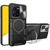 SEAHAI Cover per Vivo Y22 / Vivo Y22s / Vivo Y35, [Militare Anti-Caduta] Silicone Ultra Sottile Stile Fresco Custodia, con Metallo Magnetico Supporto e Protezione Fotocamera - Nero