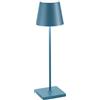 ZAFFERANO Poldina PRO Lampada da Tavolo 38cm LED Ricaricabile Senza Fili Blu Avio Alluminio