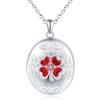 MICMIF Argento 925 Collana Foto Medaglione Ovale con Quadrifoglio Ciondolo Portafoto Personalizzata, Collana Locket Apribile per 2 Foto, Catena 45+5cm Gioielli per Donne Ragazze Mamma