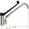Ristotecno Miscelatore MARTE professionale leva in plastica nera - canna lunga totale cm. 45