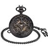 Unendlich U Infinite U- Orologio da tasca meccanico nero vintage per uomo donna scala numerica romana con 2 catene