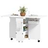 HOMCOM Tavolo a Ribalta Pieghevole con Ripiani a 3 Livelli, Box e Rotelle, in MDF, 130x80x76.5 cm, Bianco|Aosom