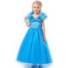 ELSA & ANNA Abito da principessa per bambina - Costume da bambina congelata - Abito da principessa per bambina per feste, compleanni, travestimenti e Halloween - Abito da principessa - Età 5-6