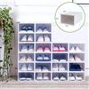 DSYOGX 20 Scatole per Scarpe Trasparenti Pieghevoli e Impilabili, Plastica Scatole Porta Trasparente, 33 x 23 x 14 CM, Bianco