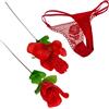 realGOOS fiore rosa rossa finta con sorpresa mutandina slip perizoma rosso per la futura sposa hot alla festa di addio al nubilato o San Valentino o Capodanno festeggiata diciottesimo gadget per adulti 18+