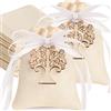 Sonekin Sacchetti Confetti Comunione, 10x8cm - Bomboniere Comunione e Matrimonio (Beige + 30pz Albero della Vita)