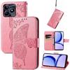 JIUNINE Cover per Realme C53 / Realme C51 / Realme Note 50, Custodia Interno TPU Antiurto Portafoglio con Disegni di Farfalla [Carta Fessura] [Supporto Stand] Cover Libro in PU Pelle, Rosa