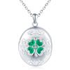 MICMIF Argento 925 Collana Foto Medaglione Ovale con Quadrifoglio Ciondolo Portafoto Personalizzata, Collana Locket Apribile per 2 Foto, Catena 45+5cm Gioielli per Donne Ragazze Mamma