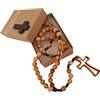 AMPALS, rosario in legno d'ulivo fatto a mano a Gerusalemme, rosario in scatola di carta Kraft con crocifisso, regalo battesimo, comunione, feste cristiane, nascita, compleanno, protezione auto, casa