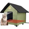 GDGZT Casetta Riscaldata per Gatti e Cani di Piccola Taglia - Resistente all'Inverno, Impermeabile Con Base Rialzata, per Gatti Selvatici e in Comunità (Verde)