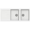 Plados NF11620-N1 Lavello 2 Vasche con Gocciolatoio Reversibile 116 x 50 cm Serie Infinity 116-20 finitura N1 nanoSTONE BIANCO LATTE