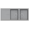 Plados NF11620-N4 Lavello 2 Vasche con Gocciolatoio Reversibile 116 x 50 cm Serie Infinity 116-20 finitura N4 nanoSTONE URBAN GREY