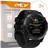 REY Pack 3X Pellicola salvaschermo per Garmin Fenix 3 - Fenix 3 HR - QUATIX 6 47mm - VIVOMOVE Style, Pellicole salvaschermo Vetro Temperato 9H+, di qualità Premium