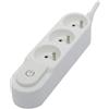 CHACON Blocco Design 3 x 16 A con interruttore e spina piatta, 1,5 m, colore: Bianco
