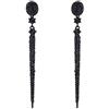 Clearine Orecchini Moda moda Cristallo Ovale Lungo perlina Bar Lampadario pendente Nero Argento fondo