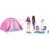 Barbie Due Playset Campeggio con tenda, 2 bambole 20 pezzi inclusi animali, telescopio e accessori, Giocattolo per Bambini 3+ Anni, HGC18