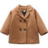 SEAUR Cappotto di lana per bambini e bambine, primavera, autunno, caldo, con bottoni, trench, giacca invernale, 1-6 anni, 90-130 cm, marrone, 90