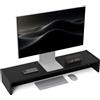 HOMCOM Supporto per Monitor in Legno da Scrivania con 2 Vani Contenitore, Ergonomico, per Laptop e Computer, 100x27x15 cm, Nero | Aosom Italy