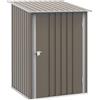 Outsunny Casetta Porta Attrezzi 0.92m² in Acciaio Zincato con Tetto Inclinato e Serratura, 100x103x160 cm, Marrone