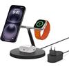 Belkin Caricabatterie wireless 3 in 1 con MagSafe, caricatore wireless rapida per iPhone (15 W) e per Apple Watch, stazione di ricarica per iPhone 16, 15, 14, 13, 12, Apple Watch e AirPods - nero