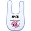 Supermolon 00570 -Love en 2 x 1 Bavaglino per bebè, con velcro, blu celeste, unisex