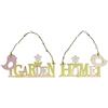 DKD Home Decor Decorazione Ciondolo DKD Home Decor Verde Rosa Legno (2 pz) (23 x 0,5 x 19 cm)