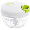 H&H Hand Chopper Tritatutto Manuale a Corda per Frutta e Verdura - Lame in Acciaio Inossidabile, Base Antiscivolo, Bianco/Verde Lime - Sminuzzatore Rapido e Efficace