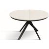 Tavolo rotondo PANTELLERIA in legno effetto bianco frassinato con gambe incrociate in metallo antracite, allungabile ⌀120 cm - ⌀170 cm