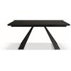 Tavolo AJACCIO in vetroceramica effetto marmo nero con gambe a piramide in metallo antracite, allungabile 160×90 cm - 240×90 cm