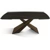 Tavolo FIGARI in vetroceramica matt golden nero con gambe a X in metallo bronzo, allungabile 160×90 cm - 240×90 cm