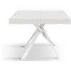 Tavolo FORTE DEI MARMI in legno, finitura bianco frassinato e gambe incrociate in metallo bianco, allungabile 95×90 cm - 145 x 90 cm